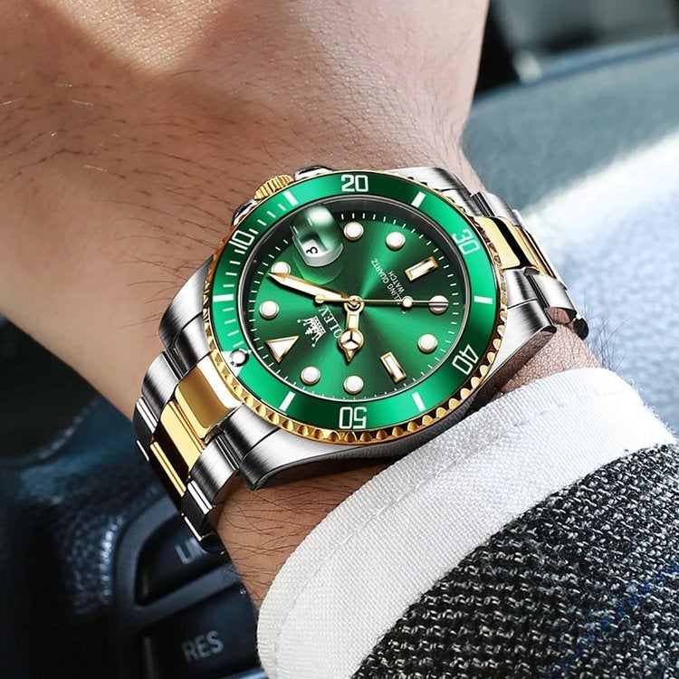 OLEVS GREEN WATER GHOST QUARTZ WATCH VÍZÁLLÓ LUXUS FÉRFI ÓRA