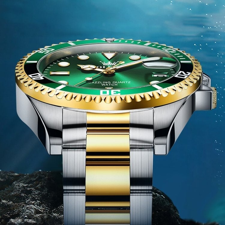 OLEVS GREEN WATER GHOST QUARTZ WATCH VÍZÁLLÓ LUXUS FÉRFI ÓRA