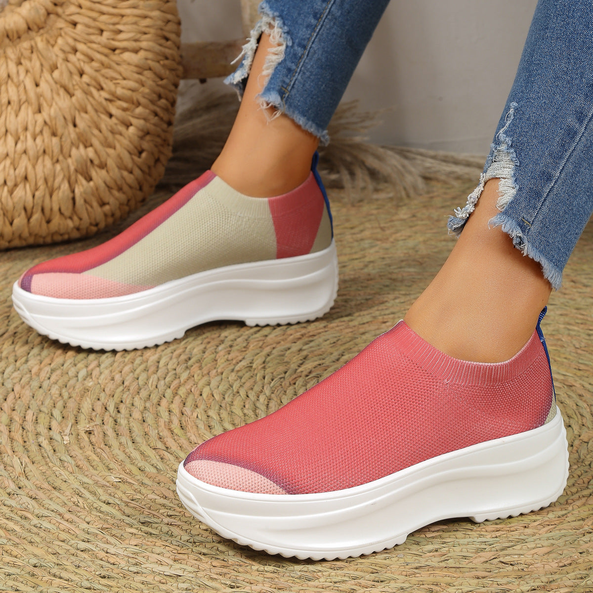 NŐI ORTOPÉD CSIZMÁK NADRÁG hajlítástámogató RAKTÁROK - FASHION COLORBLOCK ZOKNI CIPŐ