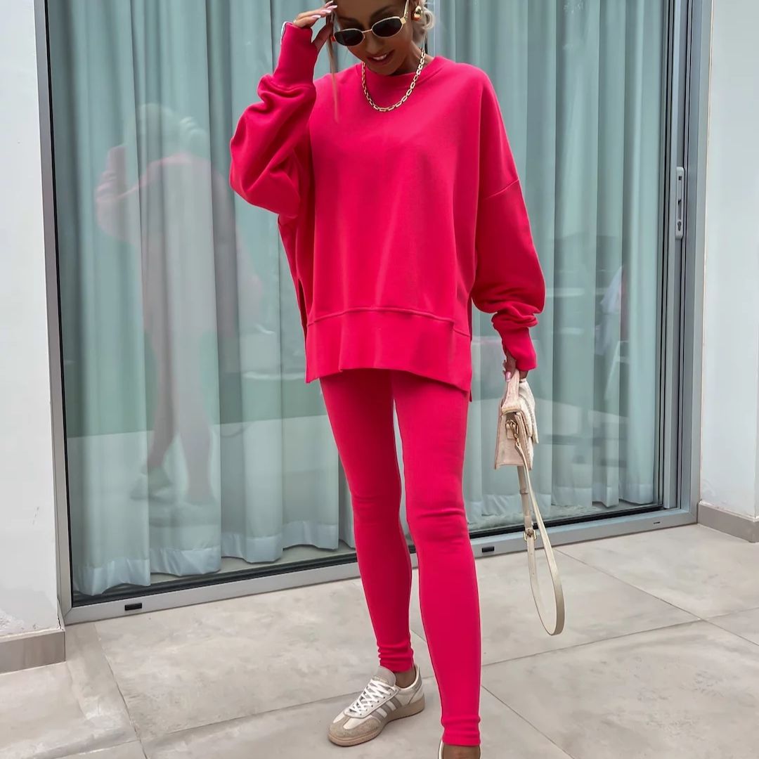 Kényelmes oversize pulóver és leggings szett