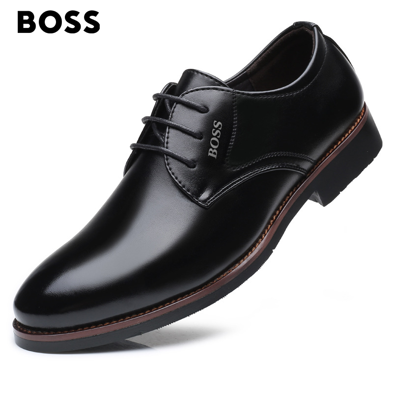 BOSS® Kézzel varrott, plus size üzleti alkalmi bőrcipő
