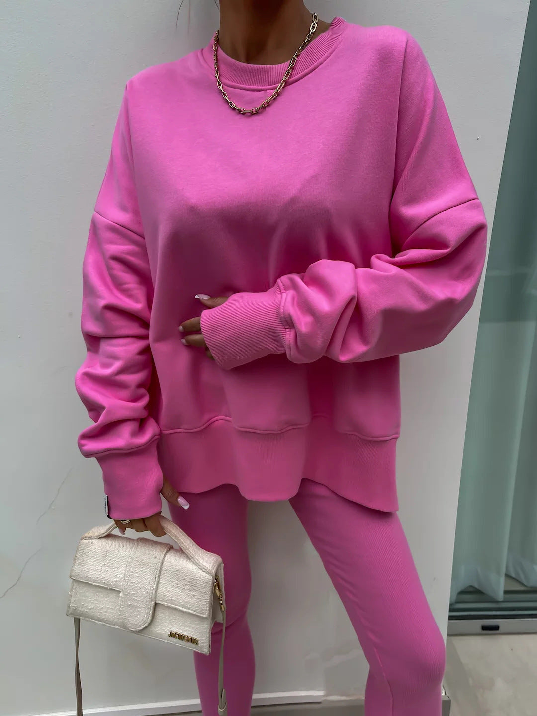 Kényelmes oversize pulóver és leggings szett