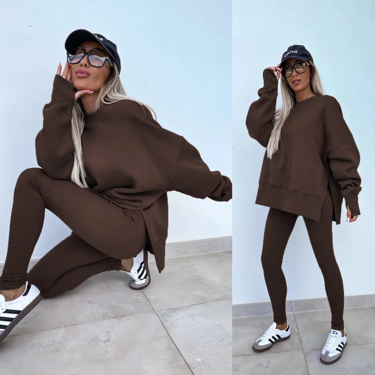 Kényelmes oversize pulóver és leggings szett